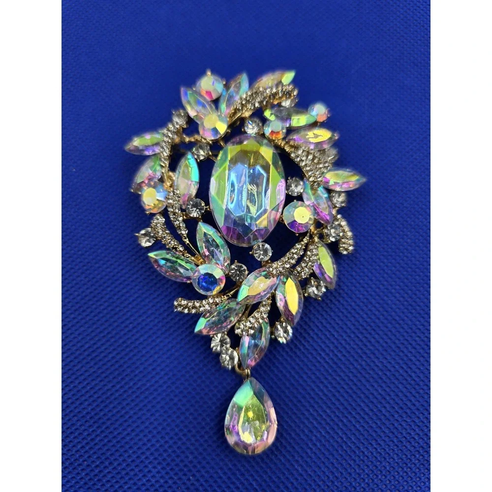 Retro Shiny Glass Rhinestone Alloy Brooch, Exaggerated Coat Accessories Pin